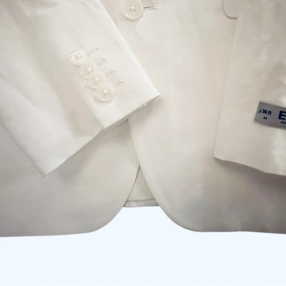 NEW ~ EXPRESS Men’s White Linen Blend Photographer Fitted Suit Jacket ~ Size 36R - Picture 10 of 10